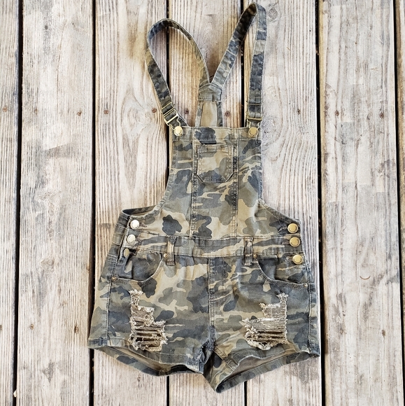 girls camo overalls